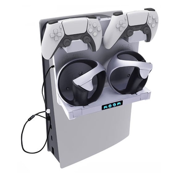 Wall Mount Charging Station Accessories for PS5/PSVR2 Controller, Stable Stand Kit with LED Charging Indicator for PS5 Console-White