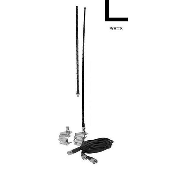 Accessories unlimited AUMM22-W 2 ft. Dual Mirror Mount CB Antenna Kit with 3 Way Bracket - White