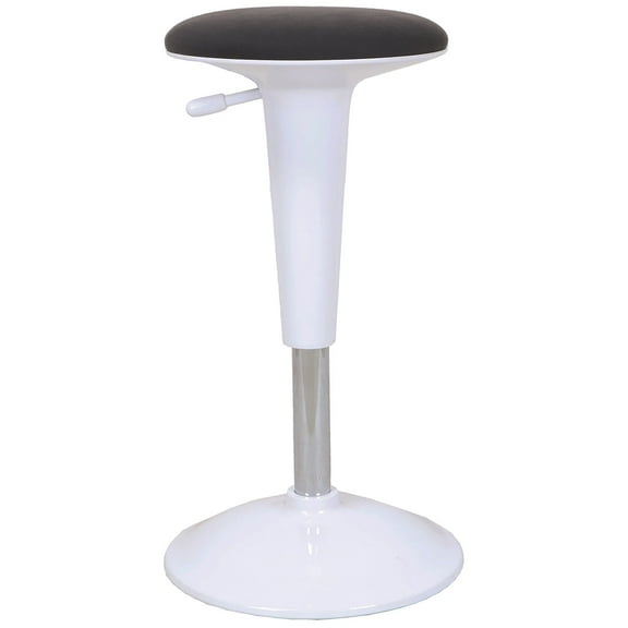 We're It Antsy Active Height Adjustable Office Stool, Gray Fabric and White Frame