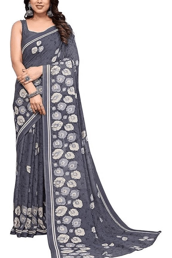 Floral Printed Georgette Saree with Blouse
