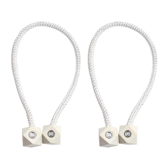 Accessorize Kingdom Hexa Polyester and Magnet Curtain Tiebacks Drapery Holdbacks Binding Tie Band for Living Room Decoration, Medium, Cream - Set of 2 Pieces