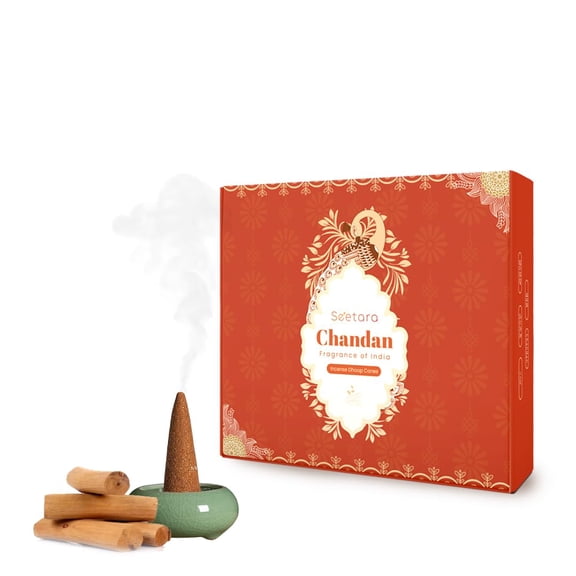 Accessorize Kingdom Long Lasting Assorted Coal Free Dhoop & Stick - Aprox 60 Mins Burn Time for Pooja, Meditation, Festival. Monthly Pack (Chandan Dhoop Cones Pack 1)