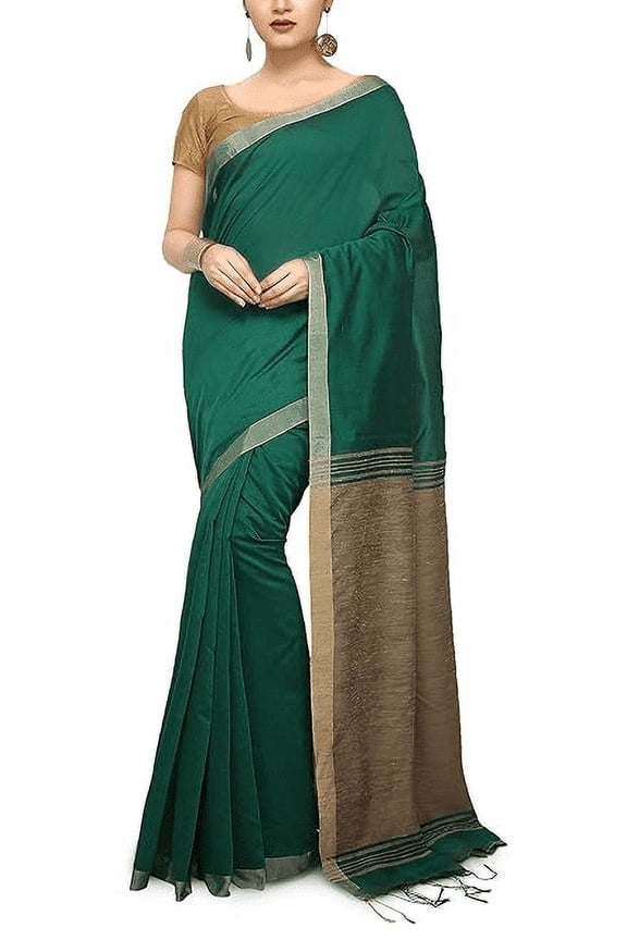 Traditional Handloom Plain SiCo Grey Colour Ghicha Saree