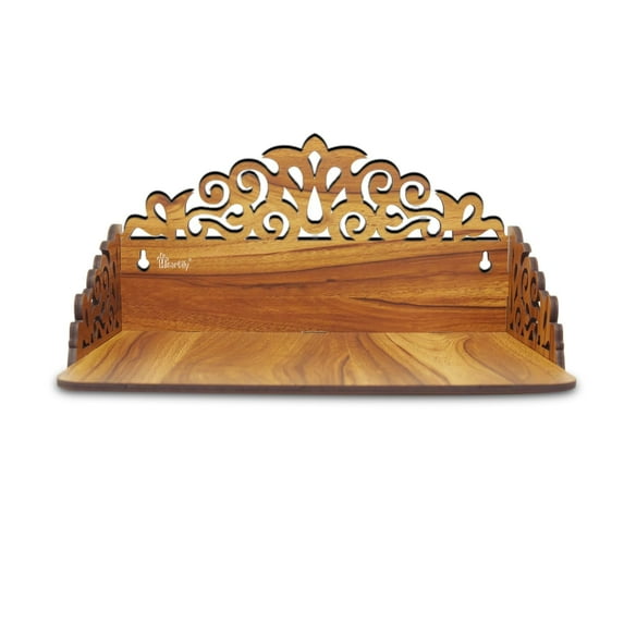 Accessorize Kingdom Wall Mounted Wooden Home Pooja Temple Mandir Puja Room Items Stand Home Decor Office Chowki Shelf Hanging Product