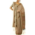 thumbnail image 1 of Accessorize Kingdom Womens Grey Pashmina Paisley Print Saree with Matching Shawl, 1 of 4