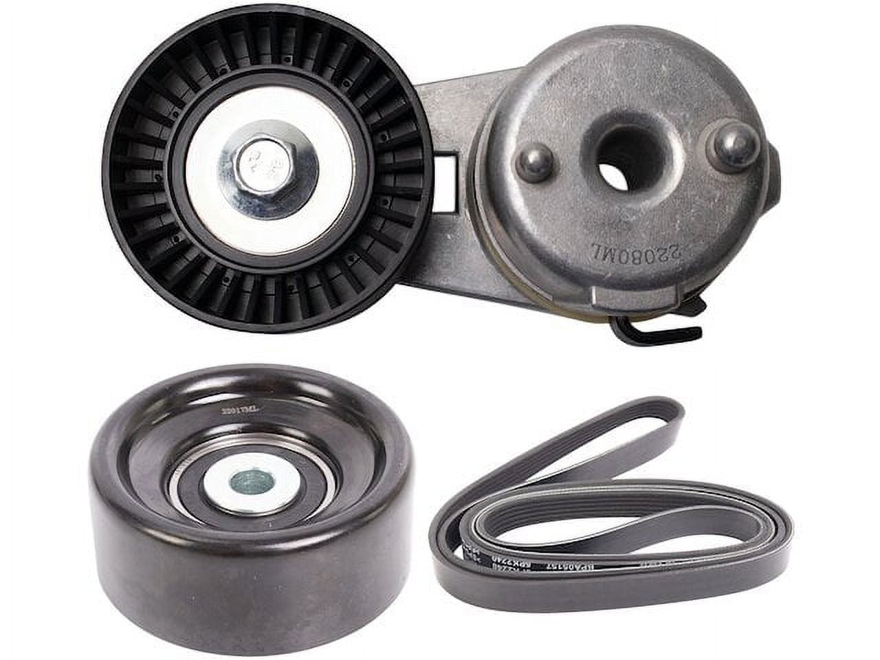 Accessory Belt Tensioner and Idler Pulley Kit 3 Piece - Compatible with 2000 - 2006 Jeep Wrangler 4.0L 6-Cylinder 2001 2002 2003 2004 2005