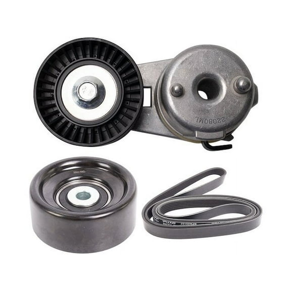 Accessory Belt Tensioner and Idler Pulley Kit 3 Piece - Compatible with 2000 - 2006 Jeep Wrangler 4.0L 6-Cylinder 2001 2002 2003 2004 2005