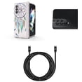 thumbnail image 1 of Accessory Bundle for Galaxy Z Fold 4: Slim Snap-On Case (Teal Mint Dreamcatcher), Rear Camera Glass Protector, Nylon Braided USB-C to USB-C Cable (4 Feet), 1 of 8