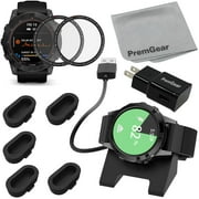 Accessory Bundle for Garmin Fenix 7X Smartwatch, Includes Charger Dock Charging Stand with 3.3foot Cable, 2 Anti-Scratch Screen Protectors, 5 Dust Covers, USB Wall Adapter & Cleaning Cloth