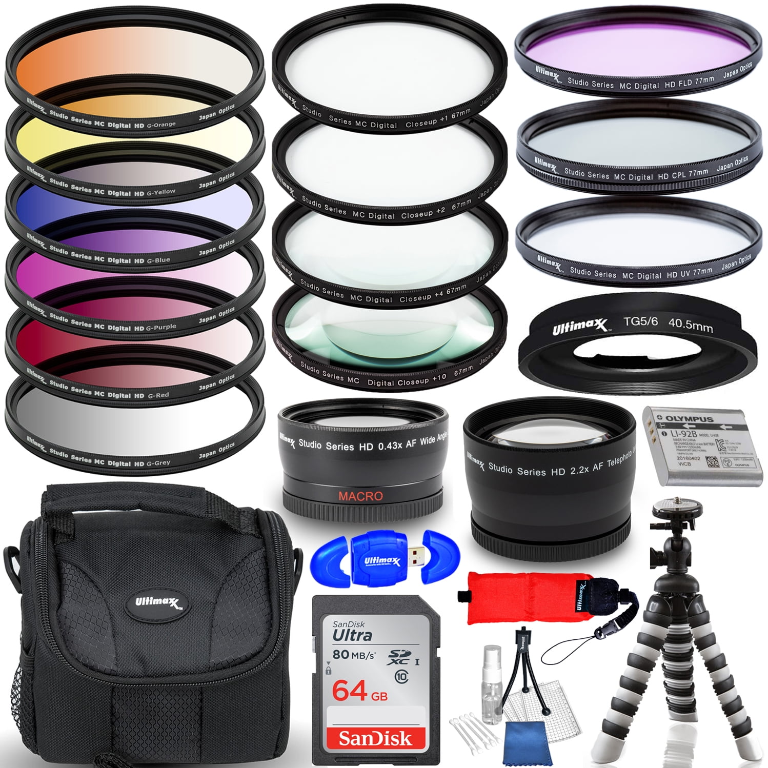 Accessory Bundle for Olympus Tough TG5/TG6 Digital Camera