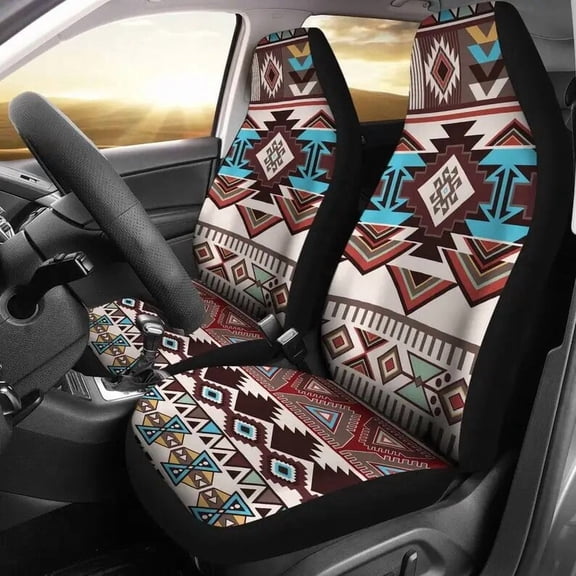 Accessory Car Protector Seat Car Car for Cover Seat Covers Seat Front 2 Pair Covers Seat Car Aztec Bohemian Chic Boho Brown