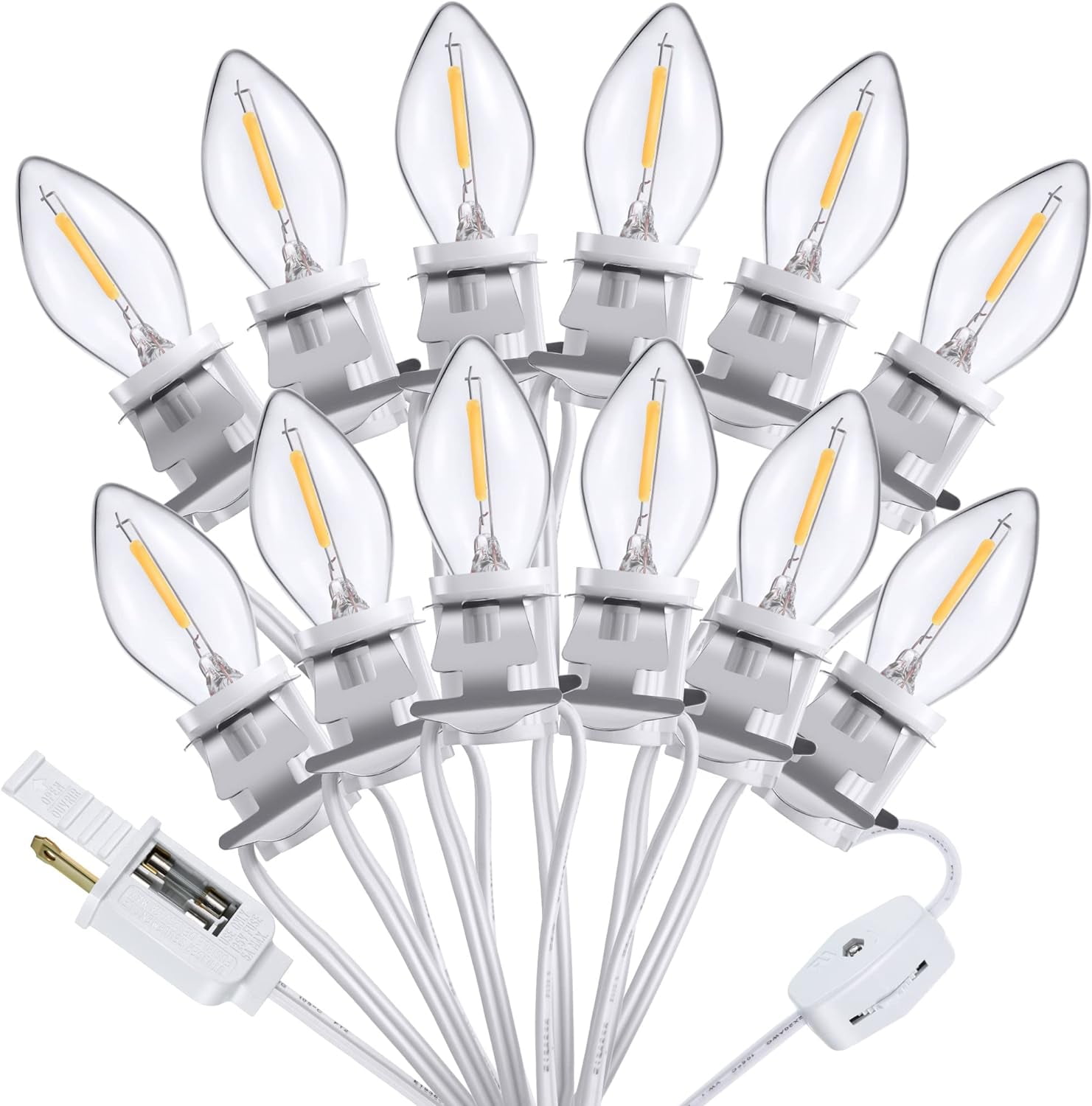 Accessory Cord with LED Light Bulb C7 Cord for Christmas Village