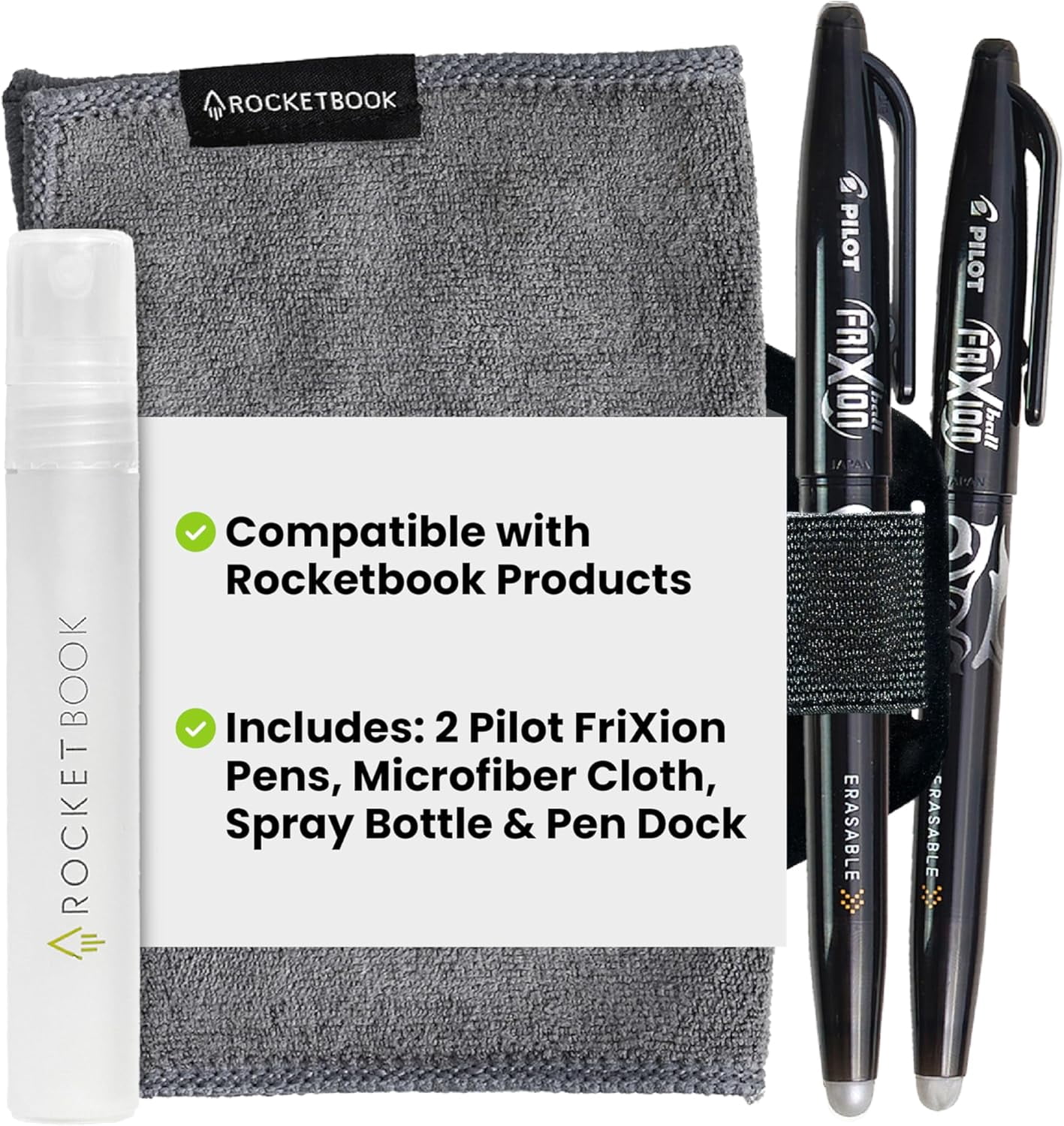 Accessory Kit – Complete Set with 2 FriXion Gel Pens, Spray Bottle, Microfiber Cloth & Pen Dock – Compatible with Notebooks & Planners for Effortless Organization Daily