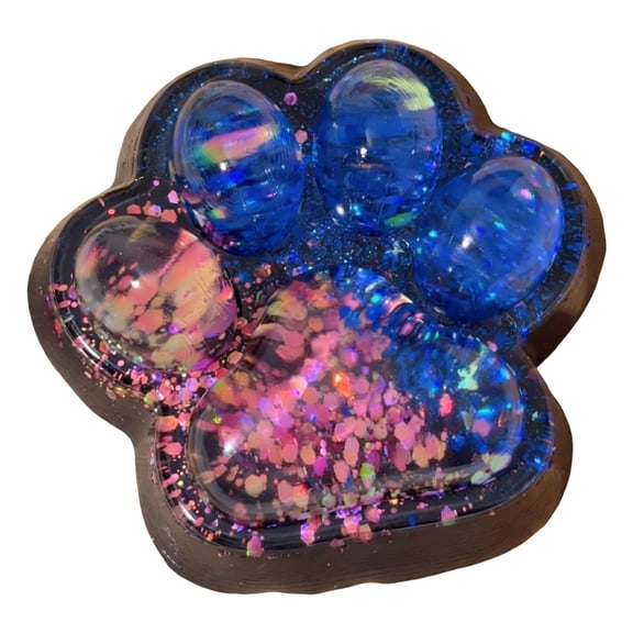Accessory, Sensory Squeeze, Cat Relaxation, Squeeze, 1Pc 3X2.5 Inch Blue Glitter Cat Paw Slow Rebound Toys for Soft Squeezing and Comforting Tactile Input