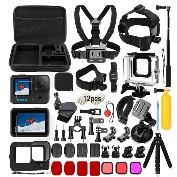 Accessory Set Kit Bundle for GoPro Hero 10 / Hero 9 Black, oGoDeal Waterproof Protective Case Snorkeling Accessories Bicycle Mount Selfie Pole Head Strap for GoPro Hero 9 10