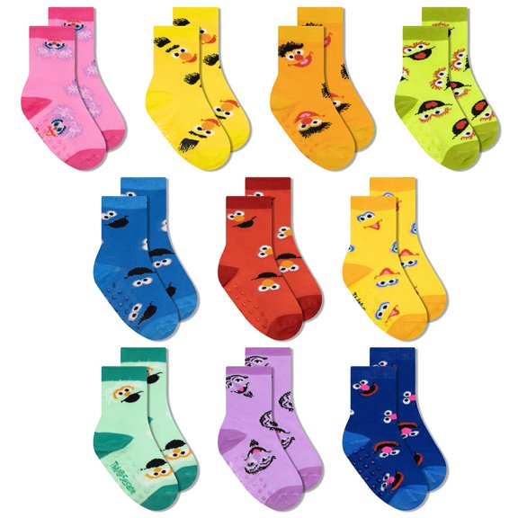 Accessory Supply Sesame Street Toddler Grip Socks for Kids, Non-Slip Socks with Grippers