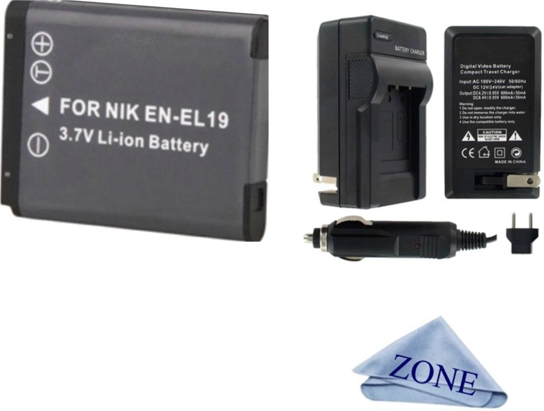SEYRLMK 2 Batterie EN-EL19 1000mAh E Caricabatterie LCD USB Per Nikon Coolpix S2600, S3100, S3500, S5200 E Altri