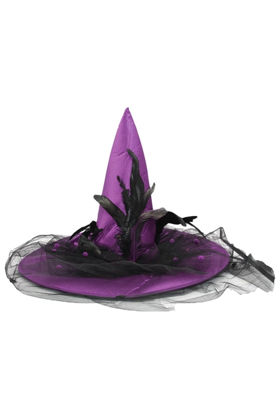 Accessory for Witchy Parties and Masquerades – Spellbinding Halloween Witch Hat for Enchanting Performances and Purple
