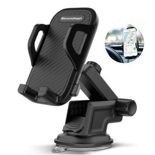 AccessoryHappy Dash Windshield Office Desk Phone Mount Universal Adjustable Multi-Angle Car Mount for Holder Stand Cell Phone iPhone Xs/XS Max/X/8/7 Plus/Galaxy