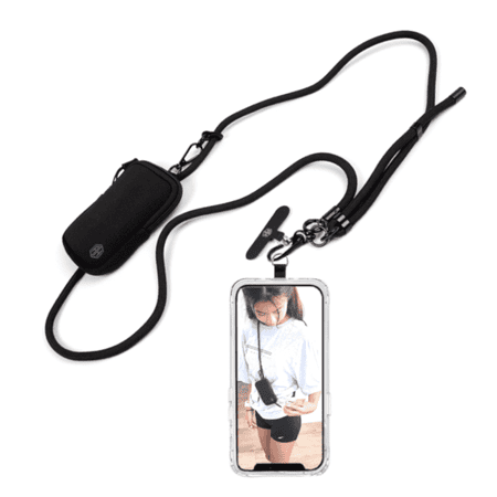 AccessoryHappy Adjustable Crossbody Neck Strap Holder with Zippered Neoprene Pouch and Lanyard