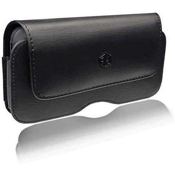 Magnetic Closure PU Phone Pouch with Belt Clip Holster, Compatible with iPhone XR/11/12 (6.1") (Large)