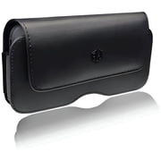 AccessoryHappy PU Leather Magnetic Cell Phone Holster Pouch with Soft Inner Lining, Universal, Black
