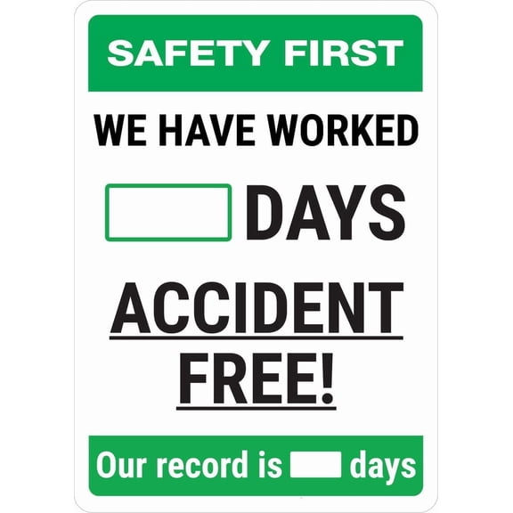 Accident Free Days Sign – 8x12 Inch RustFree Aluminum,Reflective & Weatherproof,Workplace Safety Record Sign for Industrial or Construction Sites