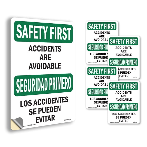 Accidents Are Avoidable Bilingual OSHA SAFETY FIRST Vinyl Decal Label ...