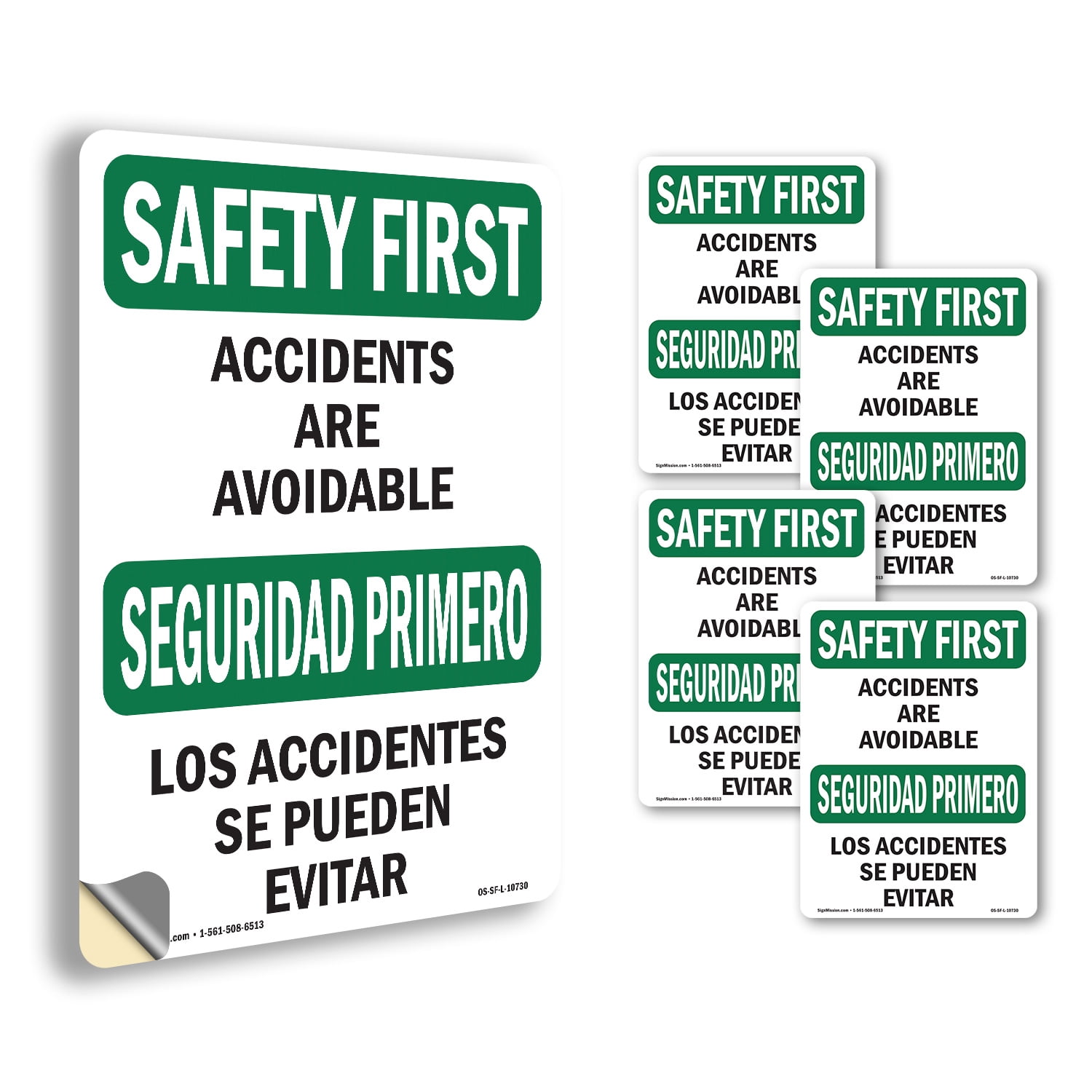 Accidents Are Avoidable Bilingual OSHA SAFETY FIRST Vinyl Decal Label 7 ...