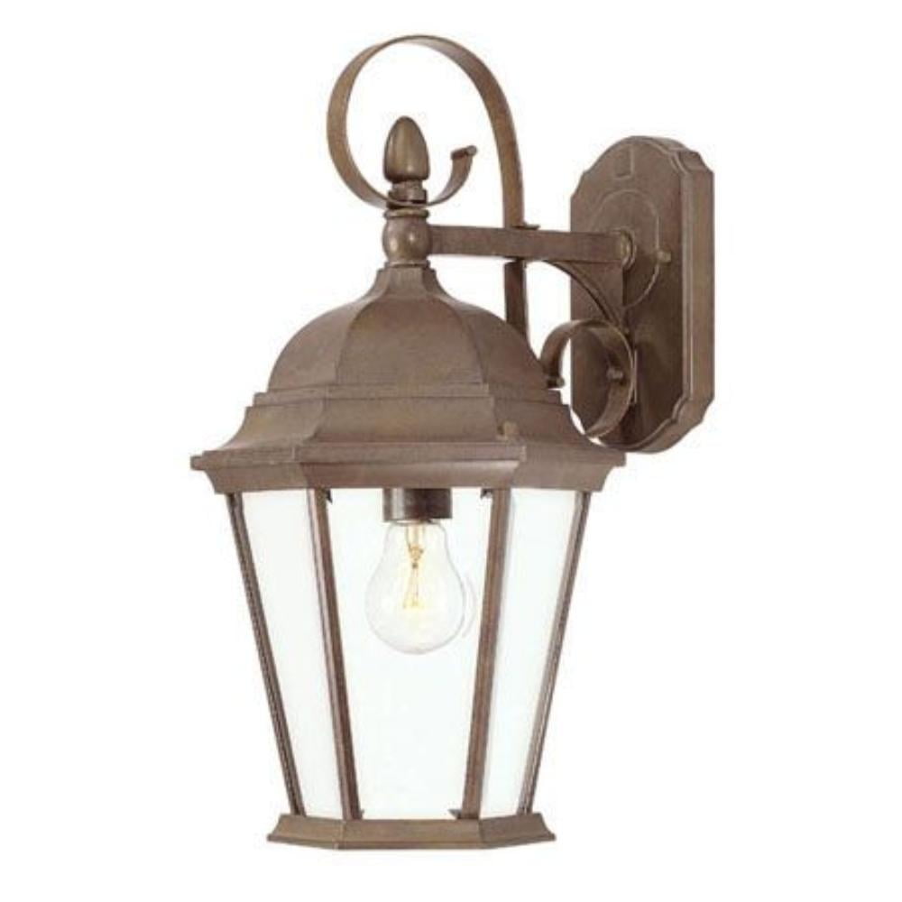 Burled Walnut 17" Outdoor Wall Lantern Sconce with Clear Glass
