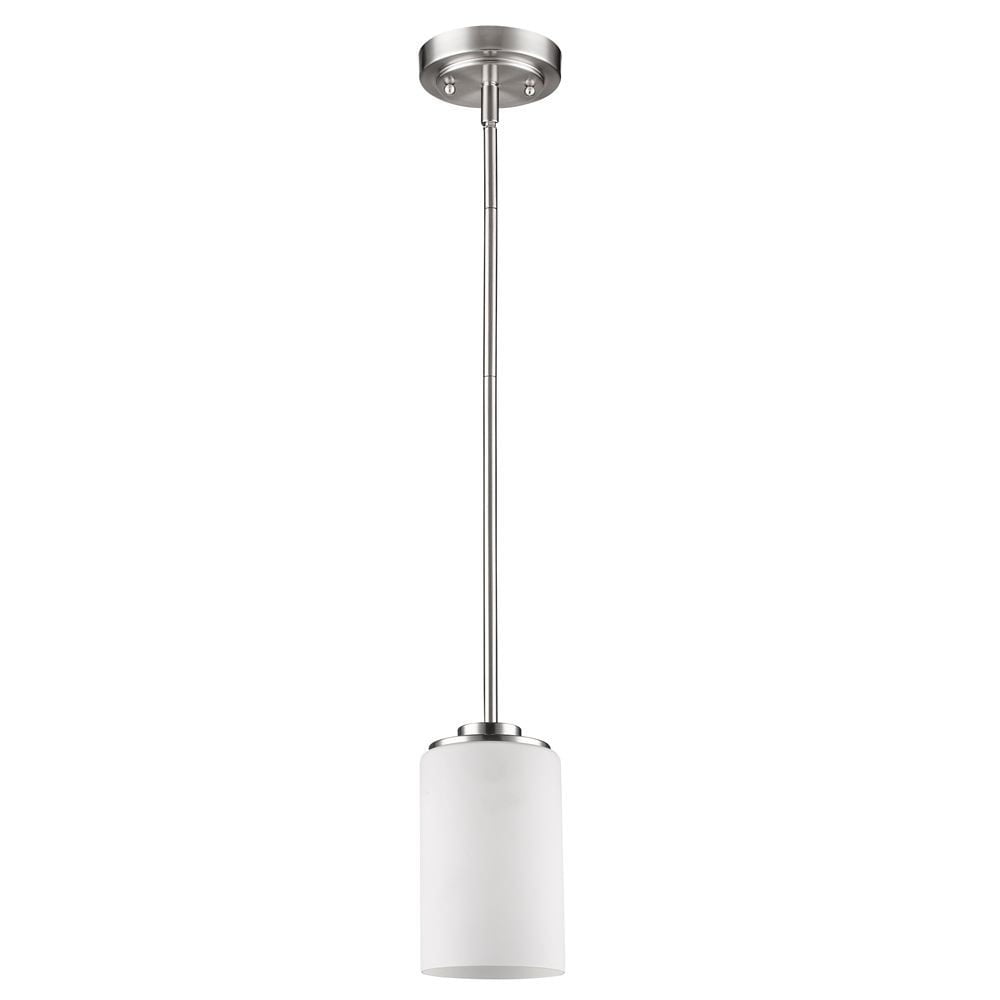 Addison Satin Nickel Mini Pendant with Opal Glass Shade