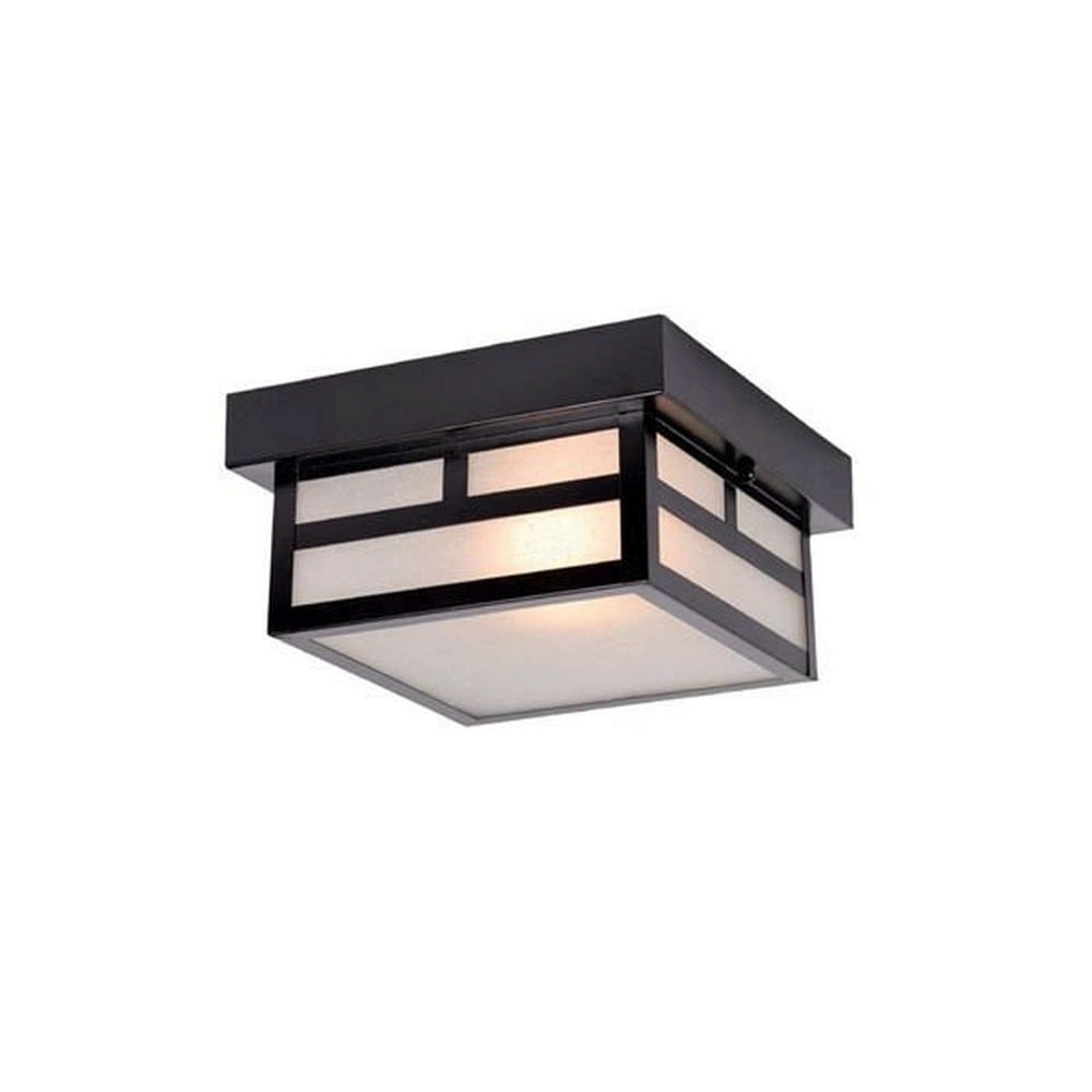 Artisan Matte Black and Frosted Glass 8.25" Indoor/Outdoor Ceiling Light