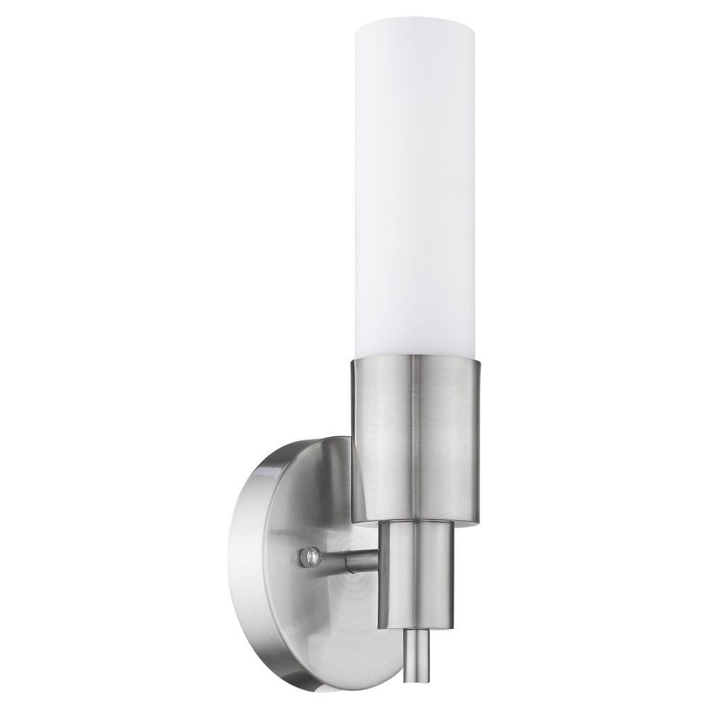 Brushed Nickel Cylinder Dimmable Wall Sconce with Frosted Glass