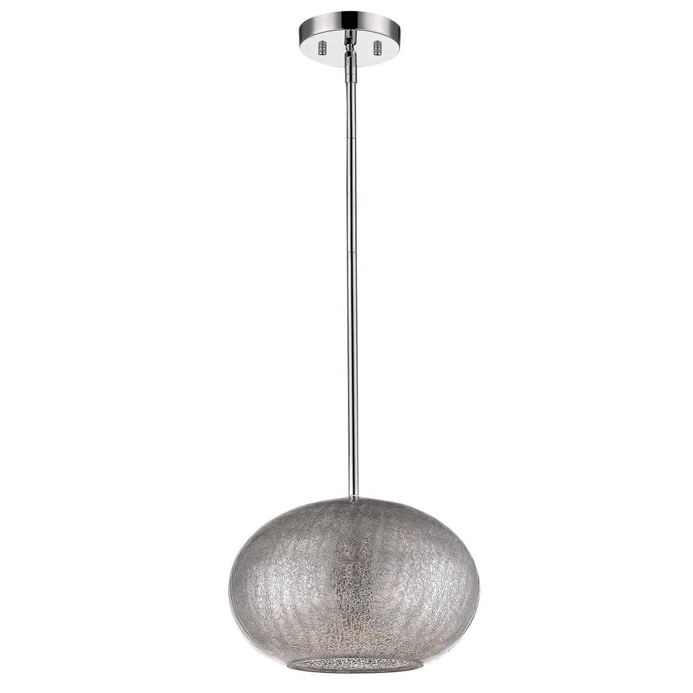 Brielle Polished Nickel Pendant with Textured Glass Shade