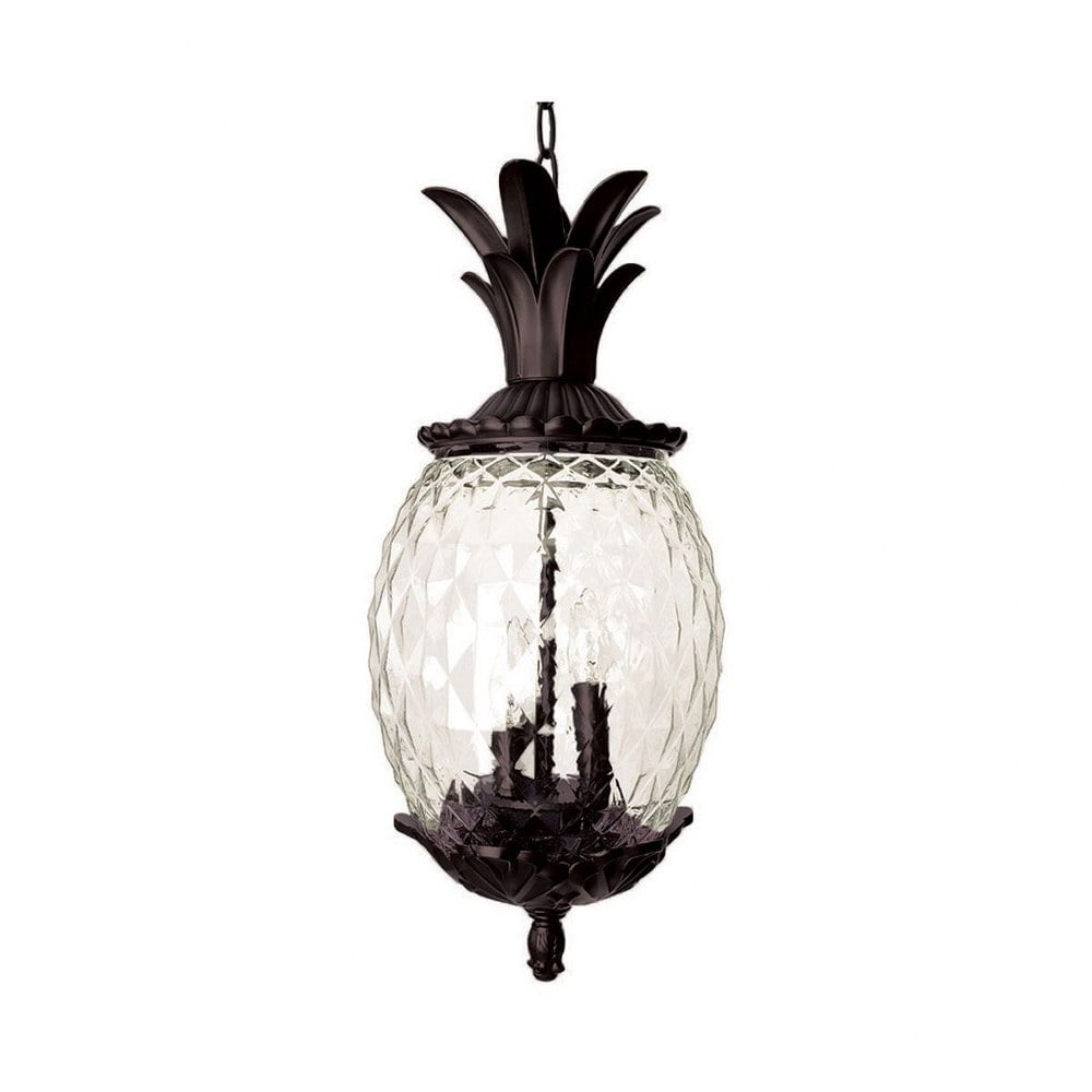 Lanai Black Coral Aluminum Pineapple Outdoor Hanging Lantern