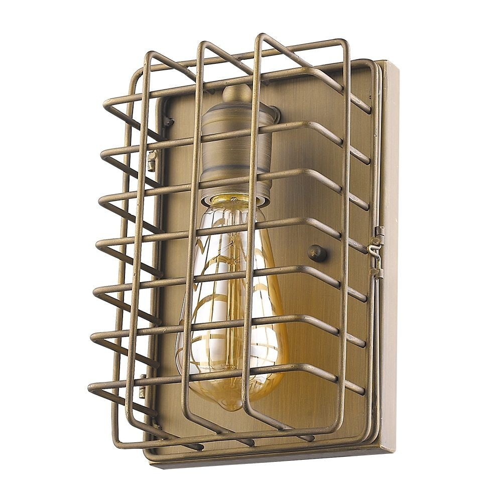 Lynden 9'' Dimmable Industrial Cage Wall Sconce in Raw Brass