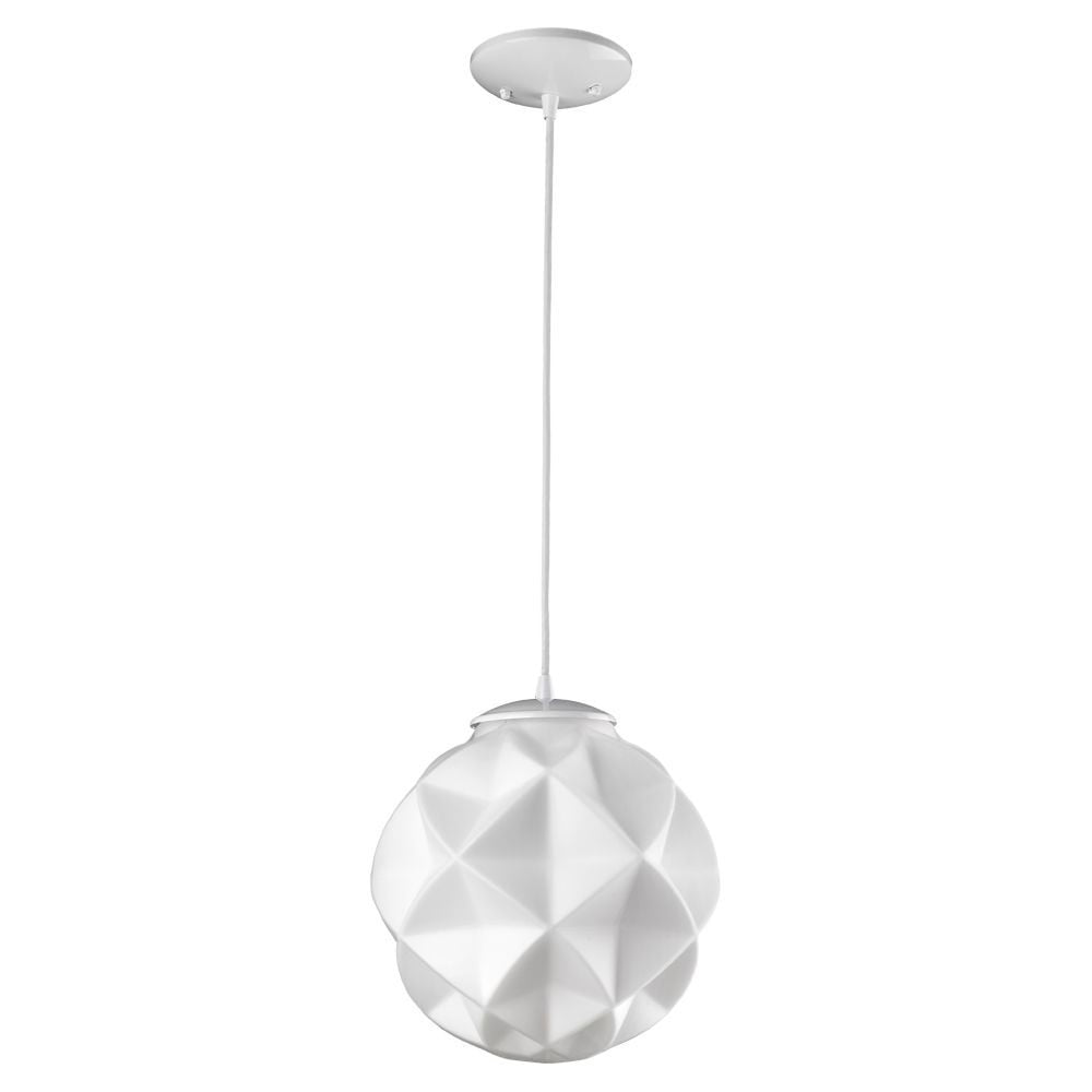 Nova Opal Milk Glass 11" Mini Globe Pendant Light in Art Deco Style