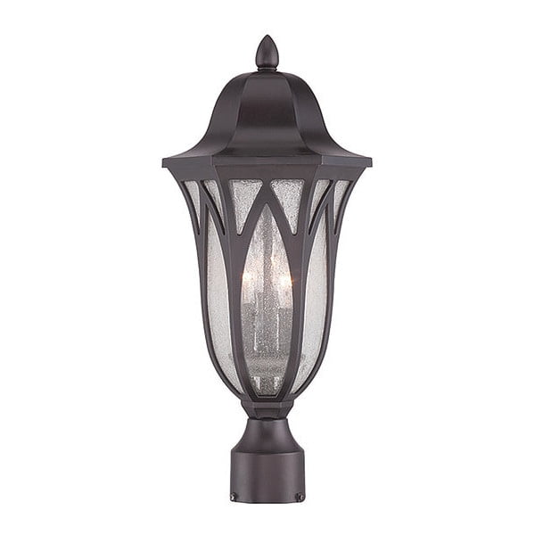 Milano Oil Rubbed Bronze Outdoor Post Lantern with Seeded Glass
