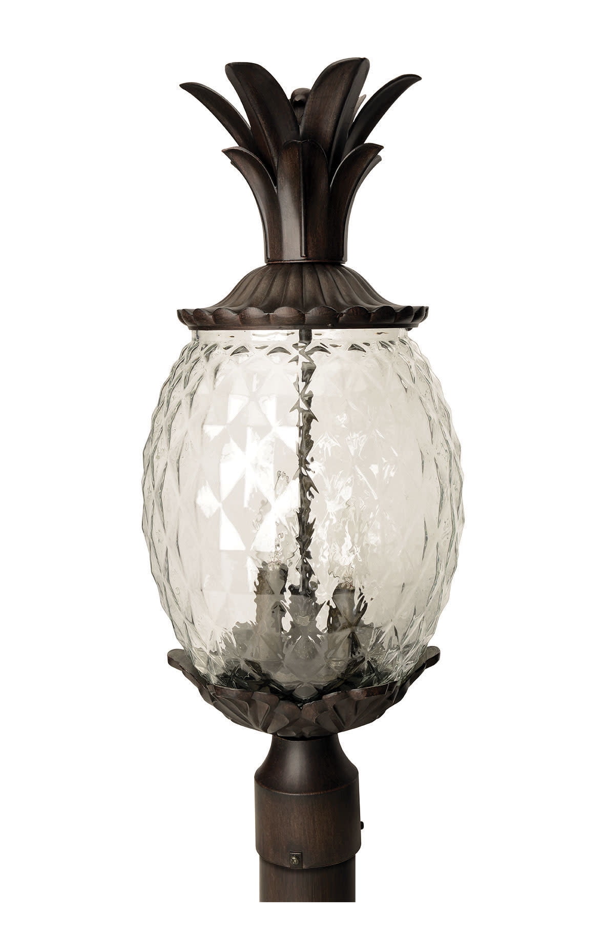 Lanai Black Coral Pineapple Outdoor Post Light with Clear Glass