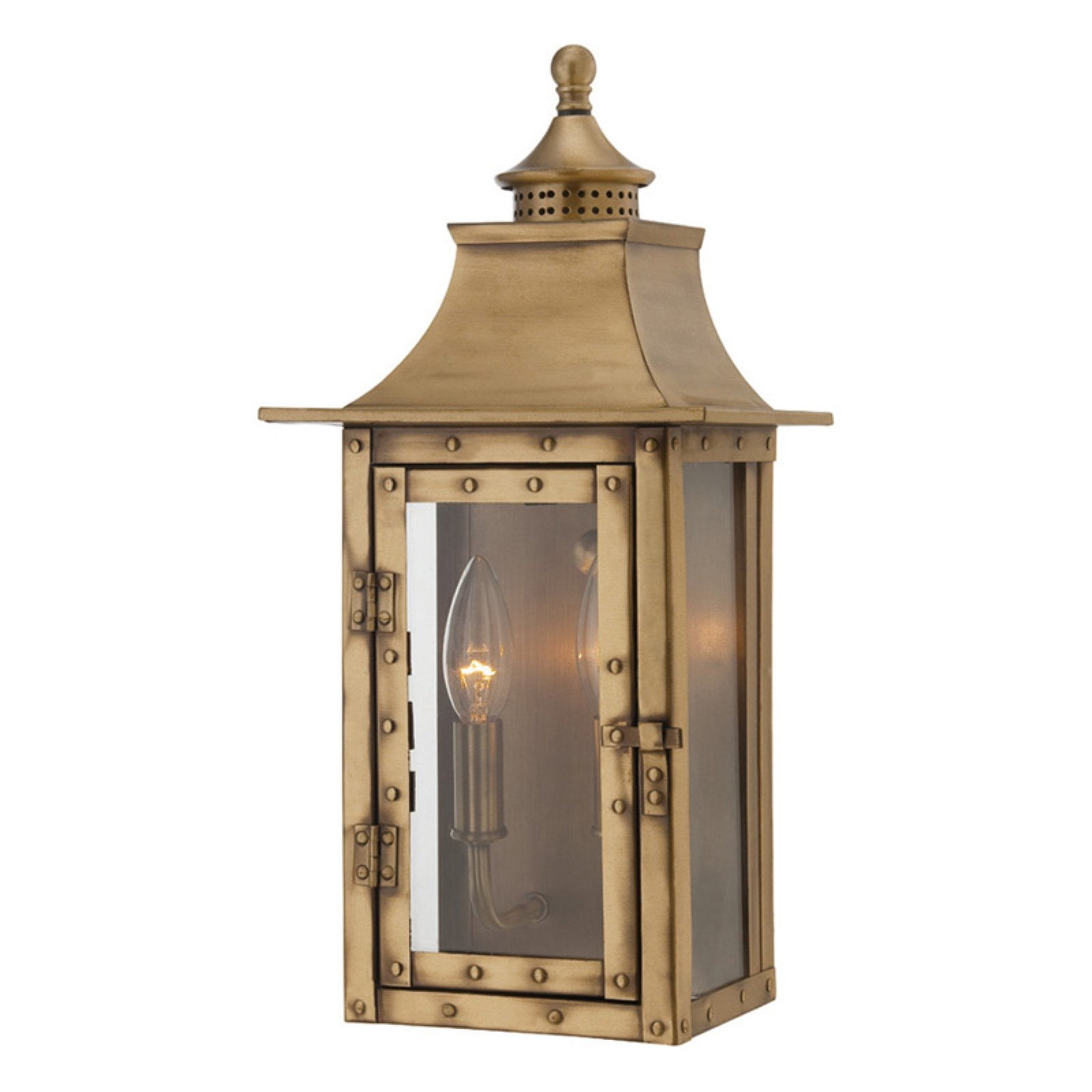 Aged Brass 16.5" Dimmable Lantern Wall Light