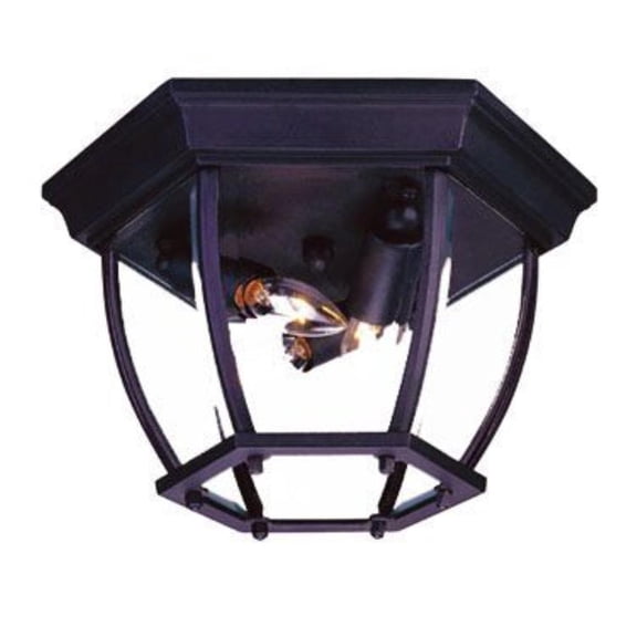 5602BK Acclaim Lighting Three Light Outdoor Flush Mount - 11 Inches Wide by 6.75 Inches High-Matte Black Finish-Clear Beveled Glass Color