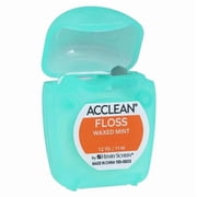 Acclean Dental Floss, Nylon, Waxed, 12 Yards, Mint Flavor, Patient Size, 72 Count