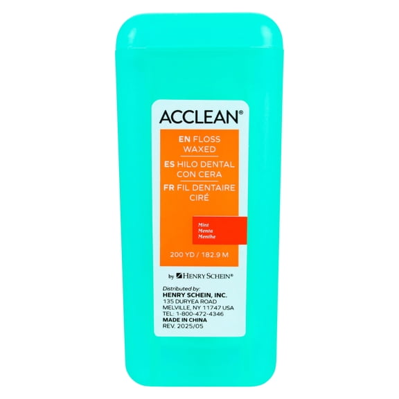 Acclean Dental Floss, Shred Resistant Nylon, Waxed, Dental Floss, Mint Flavored, Office Size, 1 Pack