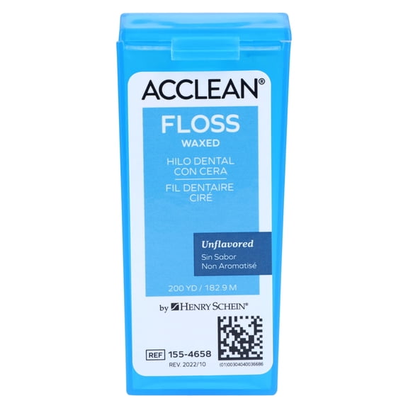 Acclean Dental Floss, Shred-Resistant Nylon, Waxed Floss, 200 Yards, Unflavored, Office Spool Dispenser – 1 Pack