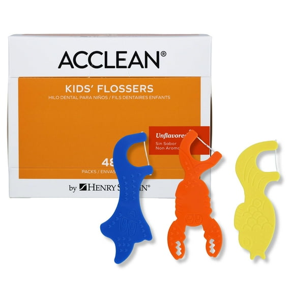 Acclean Kids Flosser, Sea Creatures, Kids Dental Flosser Picks, 48 Packs (3/pk, 144 Total), Glides Easy Between Teeth, Flosser Helps Prevent Tooth Decay & Gum Disease