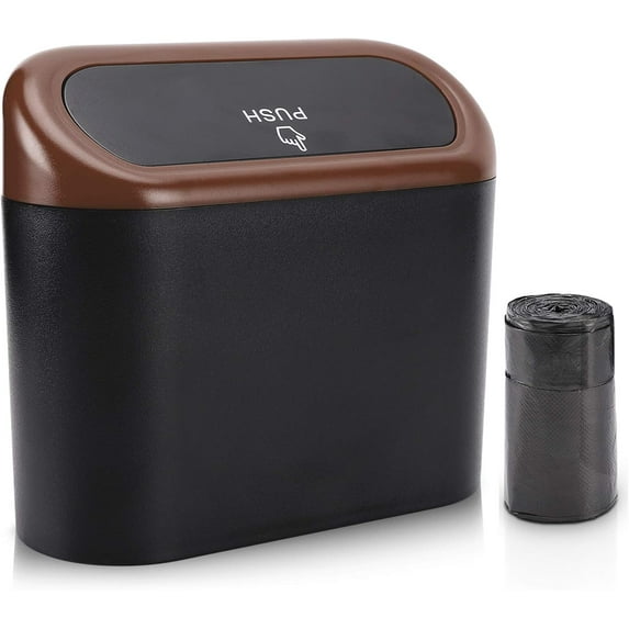 Accmor Car Trash Can with Lid, Mini Auto Dustbin Garbage Organizer with 30 Pcs Plastic Trash Bag, Automotive Garbage Container Bin for Vehicle, Home, Office