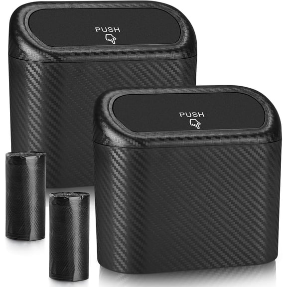 Accmor Car Trash Can with Lid, Mini Auto Dustbin Garbage Organizer with 30 Pcs Plastic Trash Bag, Automotive Garbage Container Bin for Vehicle, Home, Office