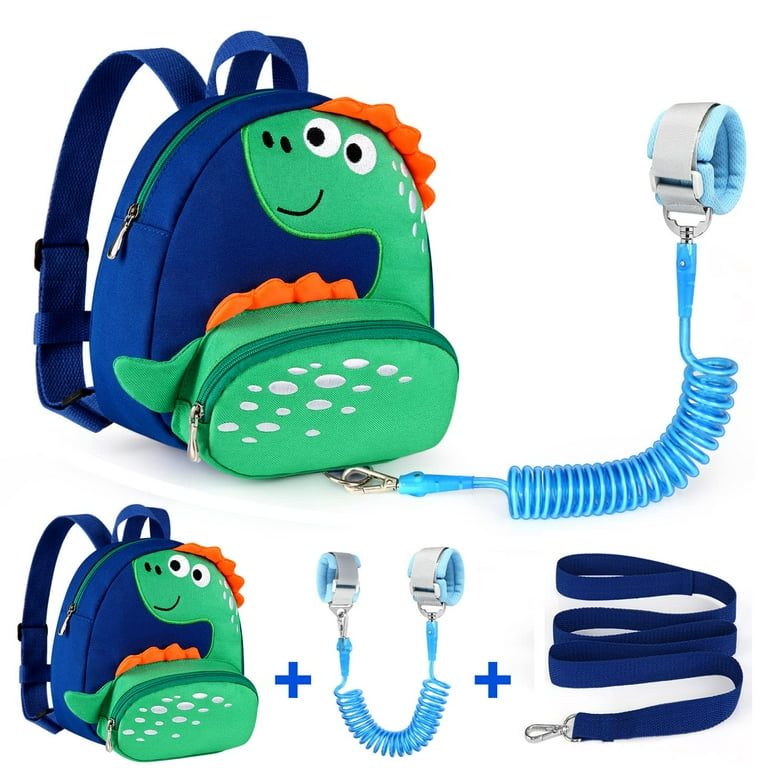 Accmor Toddler Harness Backpack Leash Cute Dinosaur Backpacks Anti Lost Wrist Link Mini Child Leash Wristband Baby Protection for Walking Keep Kids Close Tether Rein for Boys Aged 1 3 Years C24