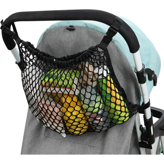 Accmor Universal Stroller Organizer, Polyester Net Mesh Bag Fits for Uppababy, Nuna, Britax, Doona Strollers, Non-Slip Adjustable Stroller Mesh Cargo Net Storage Caddy Accessories