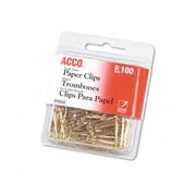 Acco Gold Tone Paper Clips - 100 / Pack - Gold (72533)